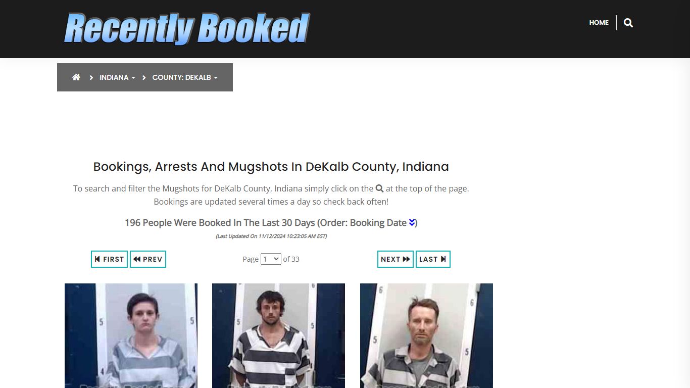 Bookings, Arrests and Mugshots in DeKalb County, Indiana - Recently Booked