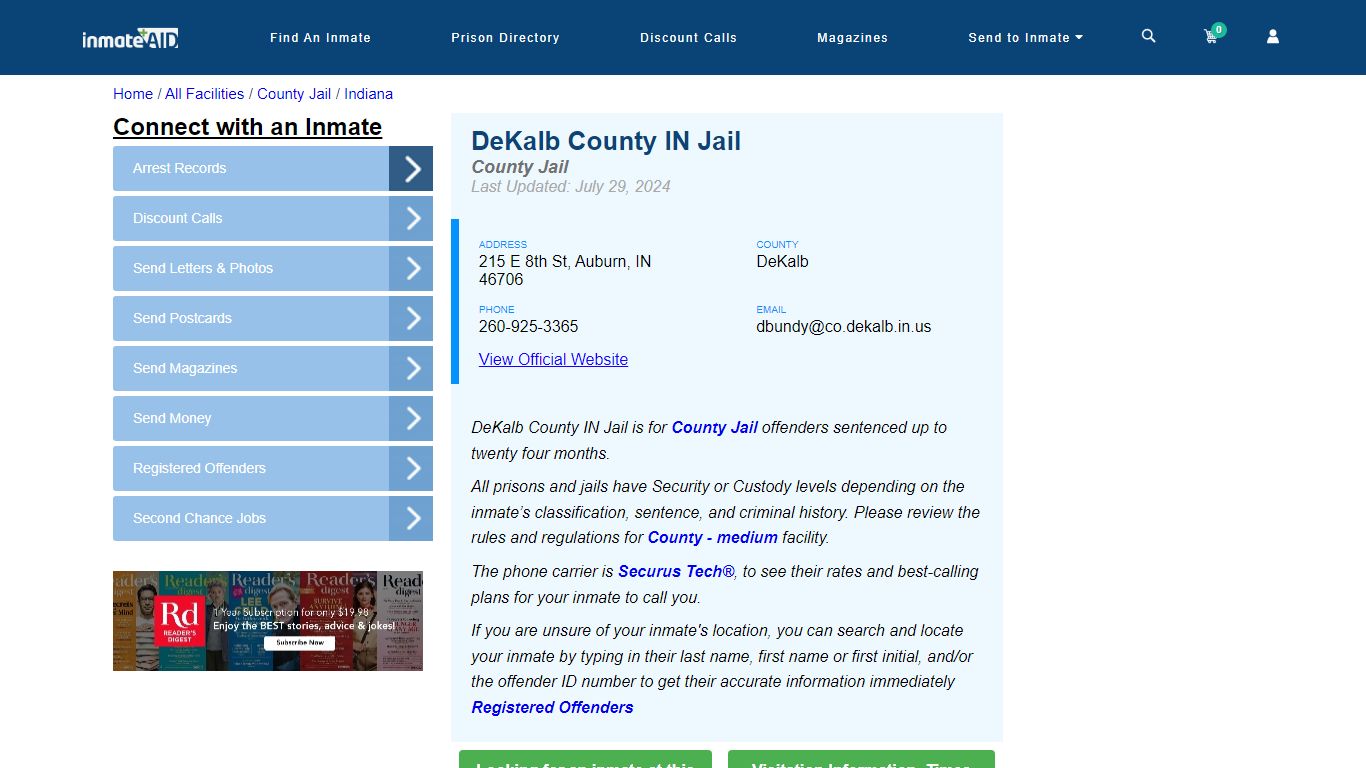 DeKalb County IN Jail - Inmate Locator